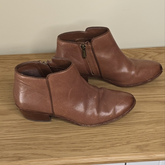 Sam Edelman Women’s Petty Leather Camel Cognac Brown Ankle Boot Size 8 - Picture 10 of 11